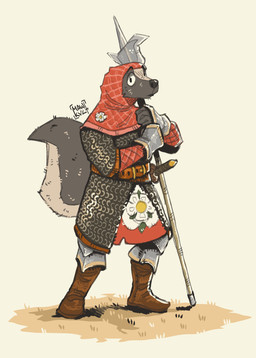 anthro armor belt belt_buckle boots buckle chainmail clothing flower footwear gloves handwear looking_at_viewer male medieval medieval_armor medieval_clothing melee_weapon military plant shoes solo sword tail weapon mawkvlt mammal mephitid skunk hi_res
