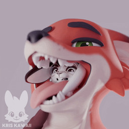 anthro duo eyewear glasses male male/male mouth_shot neck_bulge open_mouth oral_vore size_difference swallowing tongue tongue_out vore wearing_glasses kris-kawaii disney zootopia nick_wilde x_(kris-kawaii) canid canine fox lagomorph leporid mammal rabbit 1:1 3d_(artwork) 3d_animation animated digital_media_(artwork)