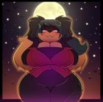 ambient_silhouette anthro big_breasts breasts cleavage clothed clothing female fully_clothed glowing glowing_eyes group looking_at_viewer looking_down moon night silhouette solo_focus star goblinhordestudios zoey_(jwinkz) ambient_bat ambient_flier bat canid canine canis domestic_dog mammal vampire 2019 hi_res