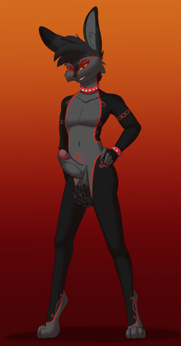 anthro arm_tattoo balls belly_tattoo big_balls black_body black_fur collar erection fur genitals glans grey_body grey_fur male nude object_in_balls object_in_penis object_in_urethra penetration penis slim slim_male solo spiked_collar spikes stylus tattoo urethral urethral_penetration saiokisaragi nintendo nintendo_ds nintendo_ds_family radiorabbit0 lagomorph mammal absurd_res hi_res