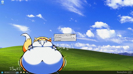 anthro belly belly_expansion big_belly big_breasts blue_sky breast_expansion breasts digital_inflation expansion female fur huge_belly hyper hyper_belly inflation overweight photo_background sky solo text user_interface weight_gain yellow_body yellow_fur smokey_blokey bandai_namco digimon microsoft microsoft_windows windows_11 windows_xp canid digimon_(species) mammal renamon 2025 absurd_res adversarial_noise english_text hi_res mixed_media photography_(artwork)