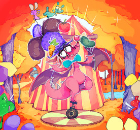 anthro autumn bridge carrot circus cucumber food fruit juggling plant solo spectacle tomato unicycle vegetable vehicle roksim beeg_lizard jumpo scorcho spiko stompo veggiefolk hi_res
