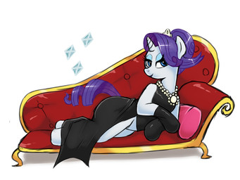 black_clothing black_dress blue_eyes blue_eyeshadow clothed clothed_feral clothing crown dress eyelashes eyeshadow fainting_couch female feral furniture gloves hair half-closed_eyes handwear headgear horn jewelry looking_at_viewer lying makeup narrowed_eyes necklace on_side pillow purple_hair short_hair simple_background smile sofa solo tiara unicorn_horn white_background omegamax friendship_is_magic hasbro my_little_pony mythology rarity_(mlp) equid equine mammal mythological_creature mythological_equine unicorn 2025 4:3 hi_res
