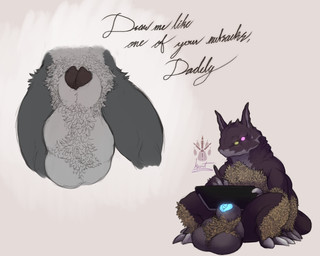 2_penises 4_balls 4_eyes 6_legs animal_genitalia anthro arm_tuft ball_tuft balls big_balls big_penis bodily_fluids chest_tuft cursive feral genitals humor leg_tuft male multi_balls multi_eye multi_genitalia multi_leg multi_limb multi_penis penis penis_tip sheath solo sweat sweatdrop text tuft unusual_anatomy unusual_genitalia geno28 kurt_the_thunderfloof alien canid canine mammal 2022 5:4 english_text hi_res translated watermark