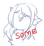 anthro eyes_closed feathers female hair humor markings mole_(marking) shitpost simple_background solo text toony glacierclear smash_mouth birddi avian bird digital_media_(artwork) english_text hi_res meme reaction_image sketch