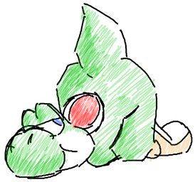 ambiguous_gender anthro ass_up big_butt blue_eyes butt clothing footwear footwear_only looking_at_butt looking_at_own_butt looking_back looking_back_at_self mostly_nude nude raised_tail shell shoes shoes_only smile solo tail dakota64 mario_bros nintendo green_yoshi yoshi archived_source