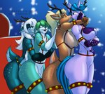 alternate_species anthro antlers bell big_breasts big_butt blonde_hair blue_body blue_eyes blue_fur blue_hair breasts brown_eyes bubble_butt butt conga_line detailed_background fake_antlers fake_horns featureless_breasts female female/female femboy fingers fluffy fluffy_tail fur green_body green_eyes green_fur green_hair group hair harness holidays horn hug huge_butt hugging_another hugging_from_behind jingle_bell kissing kissing_cheek long_tail male male/male multicolored_body multicolored_fur nude one_eye_closed orange_body orange_fur patreon_logo ponytail purple_body purple_fur short_hair short_tail sleigh snow snowing straps tail tan_body tan_fur teal_body thick_thighs two_tone_body two_tone_fur white_body white_fur white_hair wide_hips winter thebigbadwolf01 christmas mythology patreon fiann_croiatlas flarita servie_frostdeer time_winder deer equid equine mammal mythological_creature mythological_equine new_world_deer reindeer unicorn 2022 artist_name digital_drawing_(artwork) digital_media_(artwork) hi_res watermark