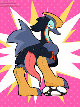 animal_genitalia animal_penis ball beak bedroom_eyes big_penis bodily_fluids butt casque_(anatomy) claws cloaca cloacal_penis dripping erection feathered_wings feathers feet feral genital_fluids genitals half-closed_eyes head_crest looking_at_viewer looking_back male narrowed_eyes penis precum precum_drip presenting presenting_hindquarters presenting_penis seductive simple_background smile solo standing stepping sweat tail talons tapering_penis toes wings vogold beastieball avian beastie_(species) bird cassowary kasaleet ratite 3:4 digital_media_(artwork) hi_res signature