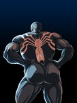 big_butt big_muscles black_body butt emblem empty_eyes gradient_background hands_on_hips male muscular muscular_humanoid muscular_male not_furry rear_view sharp_teeth simple_background smile solo teeth orange-lin orange_lin marvel venom_(marvel) alien alien_humanoid humanoid monster symbiote absurd_res digital_media_(artwork) hi_res