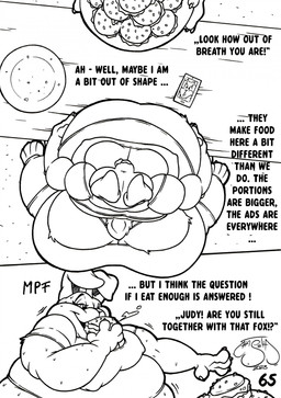 anthro belly big_belly big_breasts big_butt bird's-eye_view bodily_fluids breasts buffet burger butt calling cellphone claws clothed clothed_anthro clothed_female clothing dialogue eating eating_disorder electronics facetime fat_face feederism feeding feeding_partner female food fully_clothed fully_clothed_anthro fully_clothed_female group high-angle_view huge_belly huge_breasts huge_butt hyper hyper_belly kitchen_counter male morbidly_obese obese obese_anthro obese_female offscreen_character offscreen_male overstuffed overstuffing overweight overweight_anthro overweight_female phone plate smartphone stuffing sweat sweaty_arms sweaty_butt sweaty_head text trio haseth disney zootopia bonnie_hopps judy_hopps nick_wilde canid canine european_rabbit fox lagomorph leporid mammal oryctolagus rabbit red_fox true_fox comic english_text hi_res sketch sketch_page