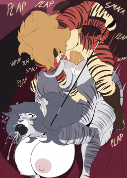 all_fours all_the_way_through anal anal_penetration anthro anthro_on_anthro anthro_penetrated anthro_penetrating anthro_penetrating_anthro big_breasts bodily_fluids breasts brown_body brown_fur brown_hair collar cum cumshot doggystyle duo ear_piercing ejaculation female female_penetrated from_behind_position fur genital_fluids genitals grey_body grey_fur grey_hair hair huge_breasts leash leash_pull leashed_collar lips long_hair makeup male male/female male_penetrating male_penetrating_female mascara multicolored_body multicolored_fur nipples nude nude_anthro nude_female nude_male orange_body orange_fur penetration penis piercing pink_nipples pubes running_makeup running_mascara sex sharp_teeth striped_body striped_fur stripes tail tail_around_arm tan_body tan_fur teeth text thick_bottom_lip thick_thighs two_tone_body two_tone_fur white_body white_fur pillowymounds finn_(pillowymounds) minx_(kalplague) felid mammal pantherine tiger 2026 english_text hi_res