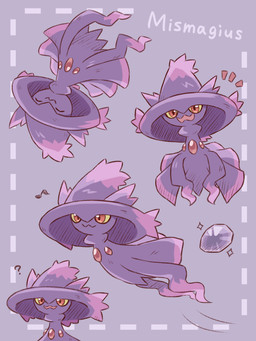 ambiguous_gender dusk_stone emanata evolutionary_stone eyes_closed musical_note musical_symbol open_mouth purple_body question_mark red_eyes simple_background solo sparkles symbol text yellow_sclera nekogyo122 nintendo pokemon generation_4_pokemon mismagius pokemon_(species) spirit 2023 3:4 absurd_res english_text hi_res