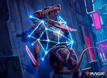 anthro armor bound brown_body brown_fur buckteeth clothing dagger eyewear fingerless_gloves fur gloves goggles handwear holding_dagger holding_melee_weapon holding_object holding_weapon male melee_weapon outside raining science_fiction sign solo tail teeth weapon borja_pindado hasbro kamigawa magic:_the_gathering wizards_of_the_coast mammal murid murine rat rodent hi_res official_art