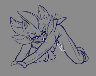 all_fours anthro ball_gag balls bedroom_eyes blush bodily_fluids breathable_gag ear_blush erection gag genital_fluids genitals glans humanoid_genitalia humanoid_penis leaking_precum male narrowed_eyes penis precum saliva seductive solo tail tail_motion tailwag thiritherabbit sega sonic_the_hedgehog_(series) shadow_the_hedgehog eulipotyphlan hedgehog mammal 2023 digital_drawing_(artwork) digital_media_(artwork) monochrome sketch