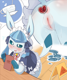 anal anal_penetration anthro anus awkward_smile blue_body blue_butt blue_ears blue_inner_ear blue_sclera blush bodily_fluids butt buttplug buttplug_in_ass buttplug_insertion clothing container cup emanata female feral floor gem genital_fluids genitals heart_buttplug holding_menu holding_object jewel_buttplug maid_uniform menu object_in_ass open_mouth penetration plug_(sex_toy) plug_insertion raised_tail saucer sex_toy sex_toy_in_ass sex_toy_insertion shaking shocked smile solo speech_bubble sweat tail uniform vaginal_fluids vulva wet_floor wet_floor_sign white_speech_bubble wood wood_counter wood_floor yelushiku nintendo pokemon eeveelution generation_4_pokemon glaceon pokemon_(species) 2026 absurd_res colored digital_drawing_(artwork) digital_media_(artwork) hi_res multiple_scenes