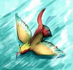 ambiguous_gender feral simple_background solo kouchaaice nintendo pokemon avian bird generation_6_pokemon mega_evolution mega_pidgeot pokemon_(species)