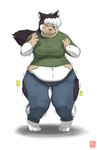 2012 anthro big_breasts big_butt breasts butt canid canine canis clothing domestic_dog female gender_transformation gillpanda growth hat headgear headwear mammal mtf_transformation overweight overweight_anthro overweight_female solo transformation weight_gain