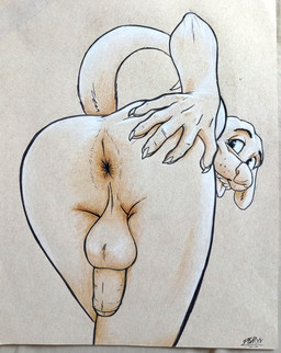 anthro anus backsack balls bent_over big_nose butt butt_grab claws finger_claws floppy_ears foreskin genitals hand_on_butt humanoid_genitalia humanoid_penis male nude nude_male penis smile solo tail tongue tongue_out demyxanthony_artist beastars jack_(beastars) bird_dog canid canine canis domestic_dog golden_retriever hunting_dog labrador mammal retriever absurd_res graphite_(artwork) hi_res monochrome photography_(artwork) traditional_media_(artwork)
