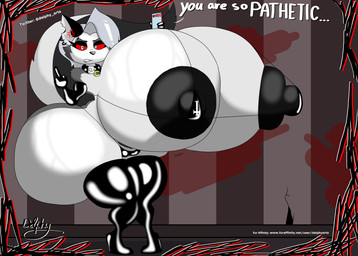 anthro areola armwear big_breasts big_butt biped boots bra breasts butt camel_toe cellphone clothing collar ear_piercing elbow_gloves electronics eyebrow_piercing eyelashes facial_piercing female female_anthro footwear fur gesture gloves grey_areola grey_body grey_fur grey_hair grey_nipples hair hand_gesture handwear high_heeled_boots high_heels huge_breasts huge_butt hyper hyper_breasts hyper_butt legwear middle_finger multicolored_body multicolored_fur nipples phone piercing red_eyes sharp_teeth shoes smartphone solo tail teeth thick_thighs thigh_boots thigh_highs thong underwear white_body white_fur delphyarts hellaverse helluva_boss mythology loona_(helluva_boss) canid canid_demon canine demon hellhound mammal mythological_canine mythological_creature absurd_res hi_res