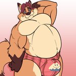 anthro belly big_bulge blue_eyes bulge clothing dessert food humanoid_hands male musclegut muscular pastry pie solo underwear r4c00n disney zootopia gideon_grey canid canine fox mammal red_fox true_fox 1:1 2023 absurd_res hi_res