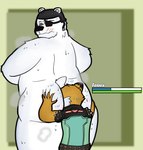 anal anthro armor belt blush bodily_fluids butt butt_grab clothing cunnilingus duo eye_patch eyewear fur green_clothing hand_on_butt headgear helmet male male/male nude oral orange_body orange_fur rimming sex size_difference spikes steam sweat sweaty_butt vaginal white_body white_fur sebboh epic_games fortnite fennix_(fortnite) polar_patroller bear canid canine fox mammal polar_bear red_fox true_fox ursine hi_res