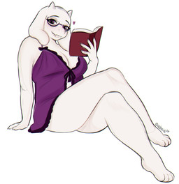 babydoll book clothing eyewear female glasses mature_female nightgown pose solo evebevie undertale_(series) toriel hi_res