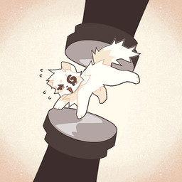 ambiguous_feral ambiguous_gender chibi feral fur hydraulic_press simple_background solo vignette white_body white_fur vinqock domestic_cat felid feline felis mammal 1:1 2024 animated shaded simple_shading