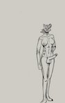 anthro balls big_penis breasts genitals gynomorph intersex nipples penis simple_background slicked_back_hair smile solo tattoo blacklistdragon mida_(blacklistdragon) domestic_cat felid feline felis mammal 5:8 hi_res line_art