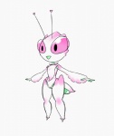 biped chibi female simple_background solo standing digitalkaiju arthropod flower_mantis insect mantis orchid_mantis restricted_palette