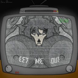 against_surface anthro big_breasts black_body black_fur black_hair black_nipples bone breasts breasts_on_glass dialogue electronics female fluffy fur hair heart_eyes heart_symbol horror_(theme) long_hair looking_at_viewer nipples on_glass scp-1471 skull skull_head solo static television thick_thighs white_eyes reena_dreamer scp_foundation scp-1471-a canid canine canis malo mammal skulldog_(species) wolf absurd_res hi_res