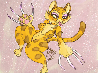 anthro big_breasts breasts claws countershading eyeliner female genitals makeup markings nude solo spots spotted_markings tongue tongue_out vulva lewdstuffstack kirby_(series) nintendo clawroline felid leopard mammal pantherine 2022 4:3 signature