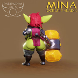 4_fingers amber_eyes areola armor belly bevor big_breasts big_butt big_ears biped blush boots breasts butt chainmail clothed clothing ear_piercing ear_ring faceplate fantasy female female_humanoid fingers footwear giant_hammer green_body hair hammer hand_on_hip holding_object holding_weapon maul mouthplate nipple_piercing nipples oversized_weapon paladin piercing red_hair ring_piercing shoes shortstack slightly_chubby solo thick_thighs tools unconvincing_armor weapon palewdas_arts palewdasarts_(modeler) mina_(palewdasarts) goblin humanoid 1:1 3d_(artwork) 3d_animation animated digital_media_(artwork) hi_res no_sound short_playtime turntable_(animation) video