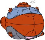 anthro anthro_to_inanimate ball basketball_(ball) cheek_bulge clothed clothing hoodie hyper hyper_inflation immobile inanimate_transformation inflation male orange_body simple_background solo spherical_inflation tight_clothing topwear transformation underwear white_background theheliumtiger animate_inanimate felid mammal pantherine tiger