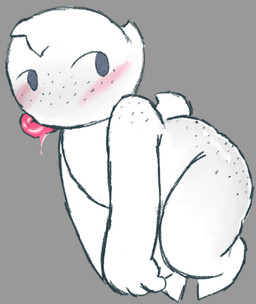 ambiguous_gender anthro blush butt freckled_butt freckled_face freckled_shoulders freckles hair little_tail solo tongue tongue_out white_body white_hair jaywalk_cunty mario_bros nintendo boo_(mario) ghost humanoid spirit