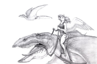 ambiguous_gender anthro breasts clothing eyebrows eyelashes feathered_wings feathers female feral group hooves one-piece_swimsuit riding saddle simple_background swimwear trio unguligrade wetsuit white_background wings baron_engel friendship_is_magic hasbro my_little_pony mythology fluttershy_(mlp) equid equine mammal mythological_creature mythological_equine pegasus 2026 graphite_(artwork) greyscale hi_res monochrome traditional_media_(artwork)