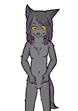anthro black_body black_fur breasts female fur genitals gesture grey_body hand_gesture humanoid_genitalia humanoid_vulva loli looking_at_viewer navel nude pointing simple_background small_breasts smile solo spreading standing tail vulva young young_anthro young_female stic1 canid canine canis mammal wolf 2025 hi_res