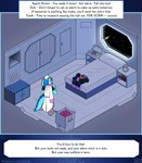 anthro bed bedroom blueberry_kobold claws clothed clothing digital_media_(artwork) drxii english_text female furniture hair hi_res kobold kobold_quest reptile scalie solo tail text text_box url