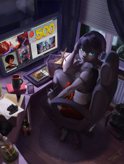 alcohol anthro bag beverage biped blinds blue_eyes blush book bottle boxers_(clothing) breasts car carpet cellphone chair clothed clothing coffee_mug computer container curtains desk detailed_background dildo drawing_tablet electronics female floor food footwear fur furniture gloves glowing glowing_eyes handwear headphones heater legwear monitor muscular muscular_anthro muscular_female neck_tuft night noodles paper pen phone photo poster ramen sex_toy side_boob sitting socks soda solo speaker table tablet thick_thighs tuft underwear vehicle wide_hips window kanel takeo_s veramundis capcom devil_may_cry wacom samantha_s felid feline hybrid lynx mammal mustelid otter 2018 absurd_res digital_media_(artwork) hi_res sketch wallpaper