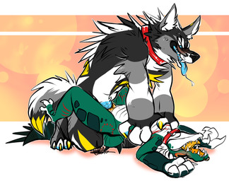 3_toes 4_fingers andromorph andromorph/male andromorph_penetrated anthro anthro_on_anthro anthro_penetrated anthro_penetrating anthro_penetrating_anthro bite_mark blue_eyes blue_penis blue_tongue bodily_fluids collar collar_only drooling duo erection facial_piercing feet fingers from_front_position fur genitals intersex intersex/male intersex_penetrated lying male male_penetrating male_penetrating_andromorph male_penetrating_intersex missionary_position multicolored_body multicolored_fur multicolored_skin nose_piercing nose_ring nude on_back penetration penile penile_penetration penis penis_in_vagina piercing ring_piercing saliva scratches sex simple_background sweat teeth toes tongue tongue_out vaginal vaginal_penetration vulva yellow_tongue allorexx canid canine canis crocodile crocodilian mammal reptile scalie wolf hi_res signature nonbinary_(lore) trans_(lore)