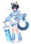accessory apron band-aid bandage biped black_hair clothed clothing crossdressing fingers footwear hair hair_accessory hairclip inner_ear_fluff loose_socks maid_headdress male pinafore simple_background socks solo tail tuft white_background young young_humanoid young_male zaku6584 animal_humanoid cat_humanoid felid felid_humanoid feline feline_humanoid humanoid mammal mammal_humanoid tailed_humanoid absurd_res hi_res