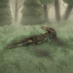 anthro bone circle_eyebrows death detailed_background eyebrows foggy_background forest forest_background long_ears lying male male_anthro nature nature_background nude nude_anthro nude_male on_back on_grass plant rotting_flesh skeleton skull slim slim_anthro slim_male solo tree iziks iziks_(character) canid canine mammal 2025 aliasing digital_media_(artwork) full-length_portrait portrait smaller_version_at_source