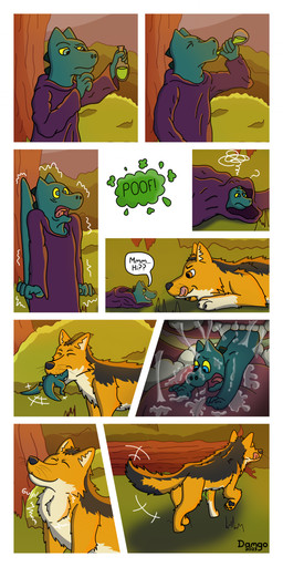 anthro blue_eyes clothed clothing confusion damien_(damgo) digestion digestion_implied digestion_noises duo feral forest hungry internal magic_user male mouth_shot open_mouth oral_vore plant potion potion_bottle reverse_mouth_shot satisfied satisfied_look tail text transformation transformation_potion transformation_through_magic tree vore worried yellow_sclera damgo lizarddude812 andrew_(lizarddude812) canid canine culpeo_fox fox hybrid lizard lizardman mammal reptile scalie south_american_fox absurd_res comic english_text hi_res shaded story story_in_description