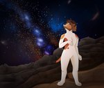 5_fingers anthro brown_eyes brown_spots featureless_crotch fingers humanoid_hands looking_up male nude rocky_terrain sky solo spots standing star starry_sky white_body laika_starchaser_(godskaratekid) absurd_res hi_res