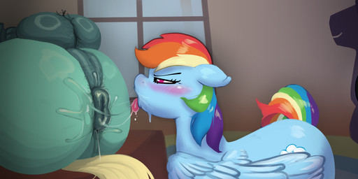 ambiguous_gender anal anal_hair anus backsack balls big_balls big_butt blush bodily_fluids body_hair butt camera cutie_mark darkened_anus darkened_balls darkened_genitalia darkened_perineum equine_anus faceless_character faceless_male female female_rimming_male feral genitals green_anus green_balls green_body green_penis green_perineum group hair hairy_balls hairy_perineum huge_butt inside long_hair looking_at_anus lying male multicolored_hair multicolored_tail on_back oral penis perineum pubes puffy_anus purple_eyes rainbow_hair rainbow_tail rimming saliva saliva_string sex tail tongue tongue_out wings yellow_tail waffafries friendship_is_magic hasbro my_little_pony mythology rainbow_dash_(mlp) zephyr_breeze_(mlp) equid equine mammal mythological_creature mythological_equine pegasus hi_res