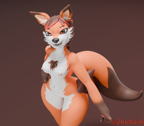anthro female nails nipples smile zhenash canid canine fox mammal 3d_(artwork) blender_(artwork) digital_media_(artwork)