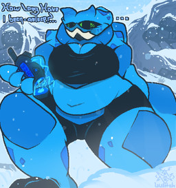 anthro armor belly belly_overhang big_belly big_breasts big_butt big_fangs big_tail biped birthmark blue_body breasts butt cleavage clothed clothing confusion curvy_figure desolate fangs female female_anthro hibernation huge_breasts huge_fangs huge_tail lore macro macro_anthro macro_female markings mature_female muscular muscular_female navel nipples non-mammal_breasts non-mammal_navel non-mammal_nipples outside overweight overweight_anthro overweight_female simple_background sky snow solo tail teeth text thick_thighs voluptuous voluptuous_female wide_hips uulitch samored aquatic dunkleosteus fish monster placoderm prehistoric_species colored digital_media_(artwork) english_text hi_res