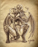 anthro breasts covering covering_self female horn living_hair membrane_(anatomy) membranous_wings nipples nude pseudo_hair snake_hair solo tail wings hj800z european_mythology greek_mythology mythology medusa scylla_(draegwolf) african_civet civet hybrid mammal reptile scalie snake viverrid