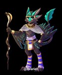 4_ears anthro clothed clothing egyptian feathers feet female fur looking_at_viewer multi_ear simple_background solo winged_arms wings unknown_artist avarien avali avian borg 5:6 absurd_res alpha_channel hi_res