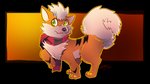 3_toes all_fours black_stripes facial_tuft feet feral fluffy fluffy_tail fur green_eyes male multicolored_scarf neck_tuft nose_tuft orange_body orange_fur scarf solo stripes tail toes tuft white_body white_fur kiaun nintendo pokemon tanashi generation_1_pokemon growlithe pokemon_(species) 16:9 alpha_channel digital_media_(artwork) hi_res shaded widescreen