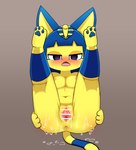 anthro anus blush bodily_fluids breasts censor_bar female genital_fluids genitals ineffective_censorship legs_up lying navel nipples on_back open_mouth pussy solo spread_pussy spreading vaginal_fluids yellow_body sum animal_crossing nintendo ankha_(animal_crossing) domestic_cat felid feline felis mammal 2021 censored hi_res